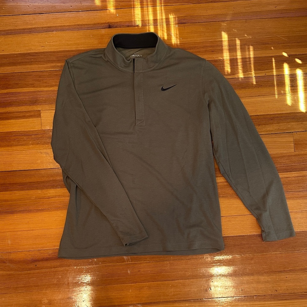 Nike Olive Green Half-Zip Athletic Pullover